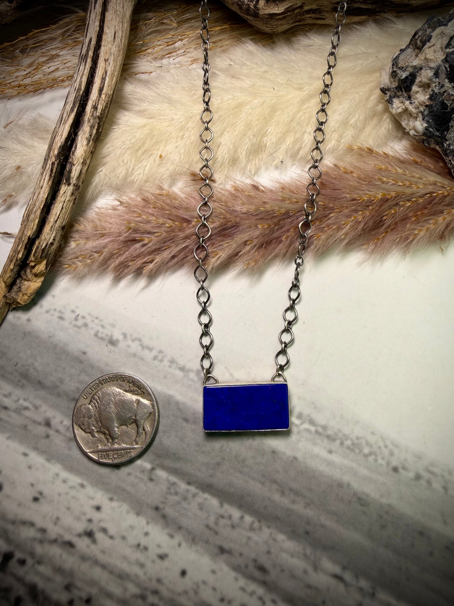 Lapis Bar Necklace