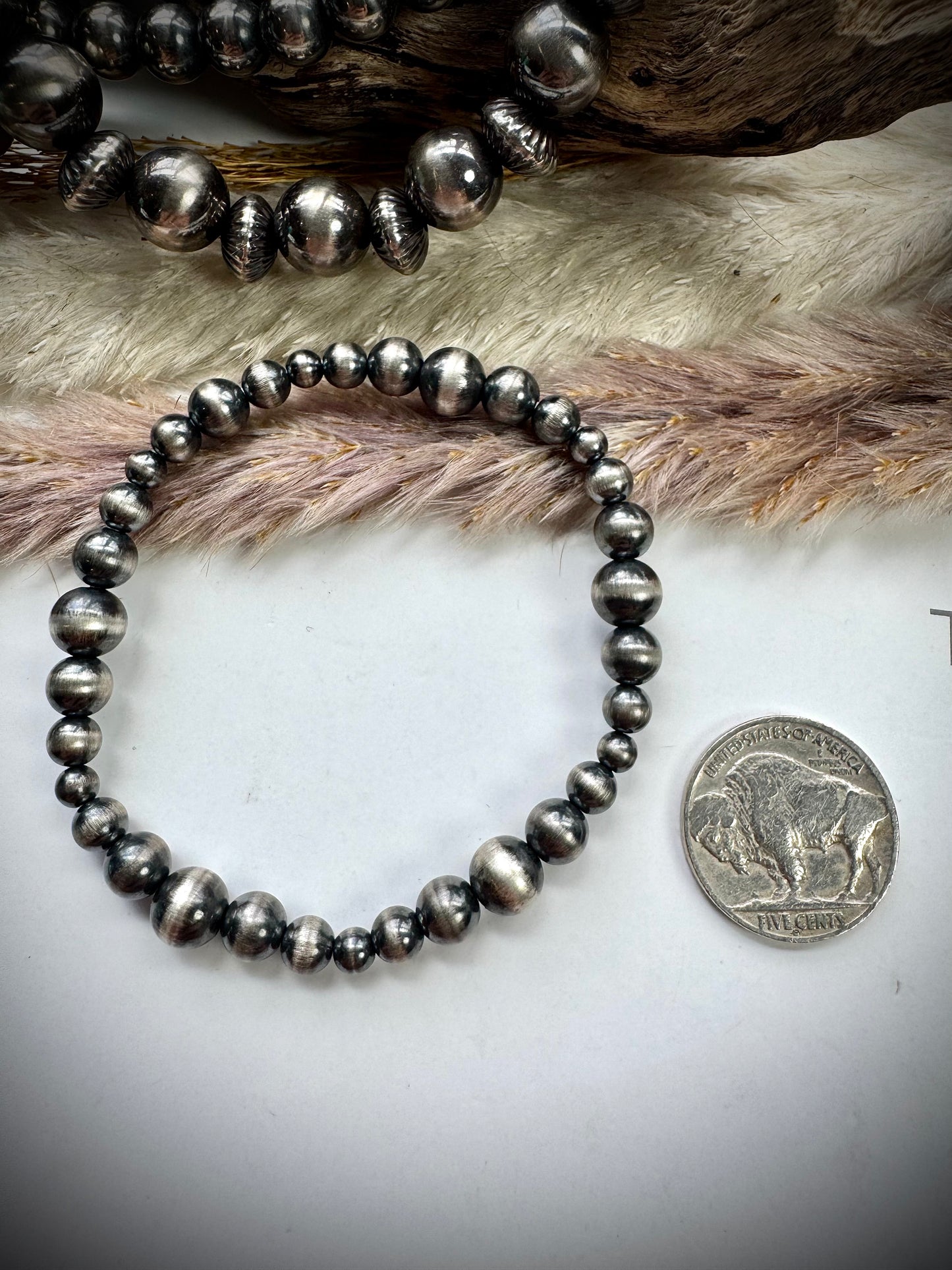 Sterling Pearl Stretch Bracelet