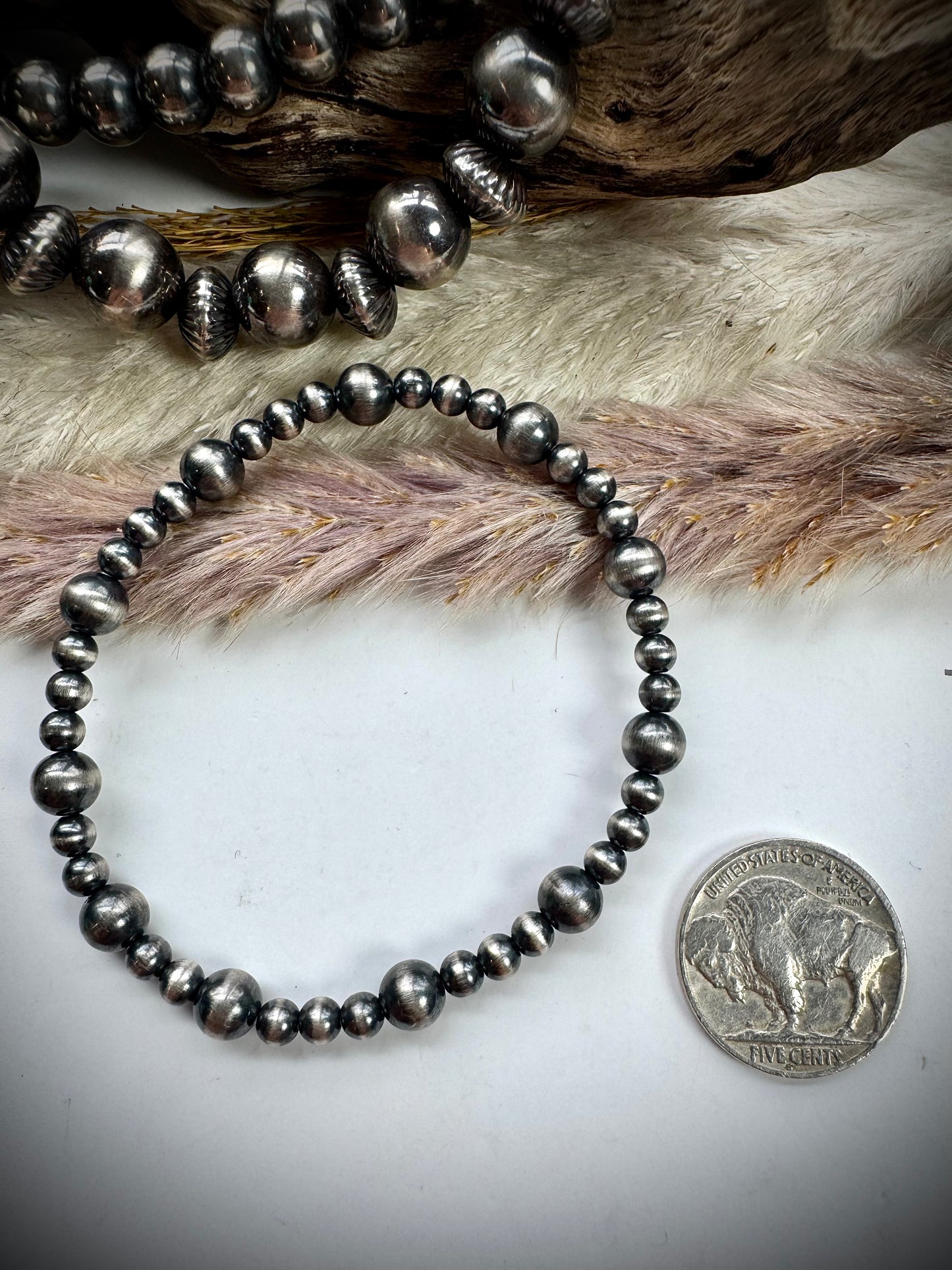 Sterling Pearl Stretch Bracelet