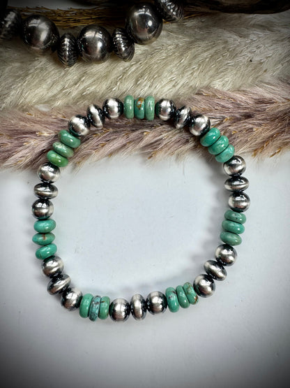 Pearl & Turquoise Stretch Bracelet