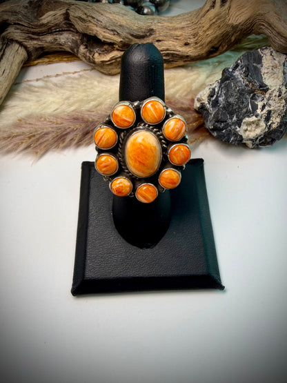 Marcella James Orange Spiny Cluster Ring