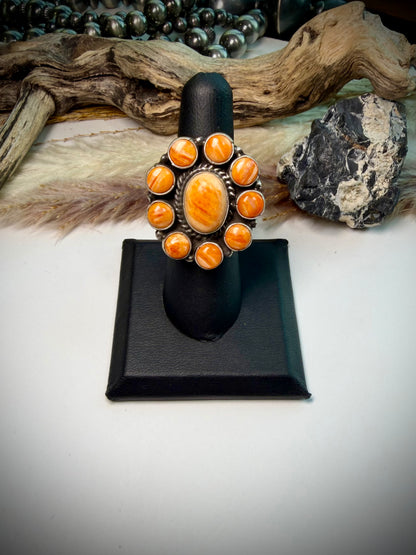 Marcella James Orange Spiny Cluster Ring