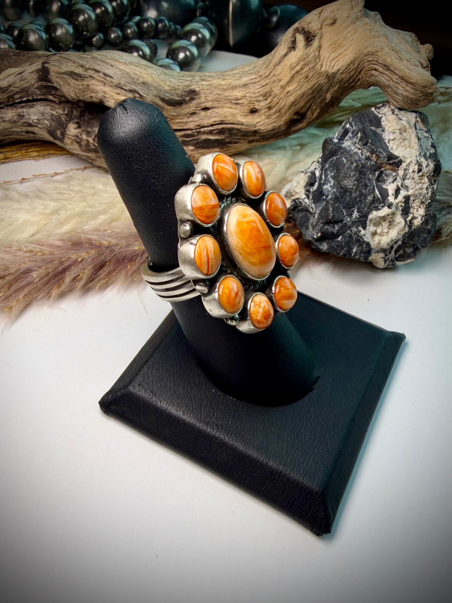 Marcella James Orange Spiny Cluster Ring