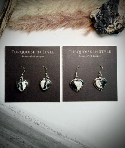 White Buffalo Heart Earrings