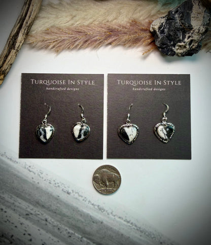 White Buffalo Heart Earrings