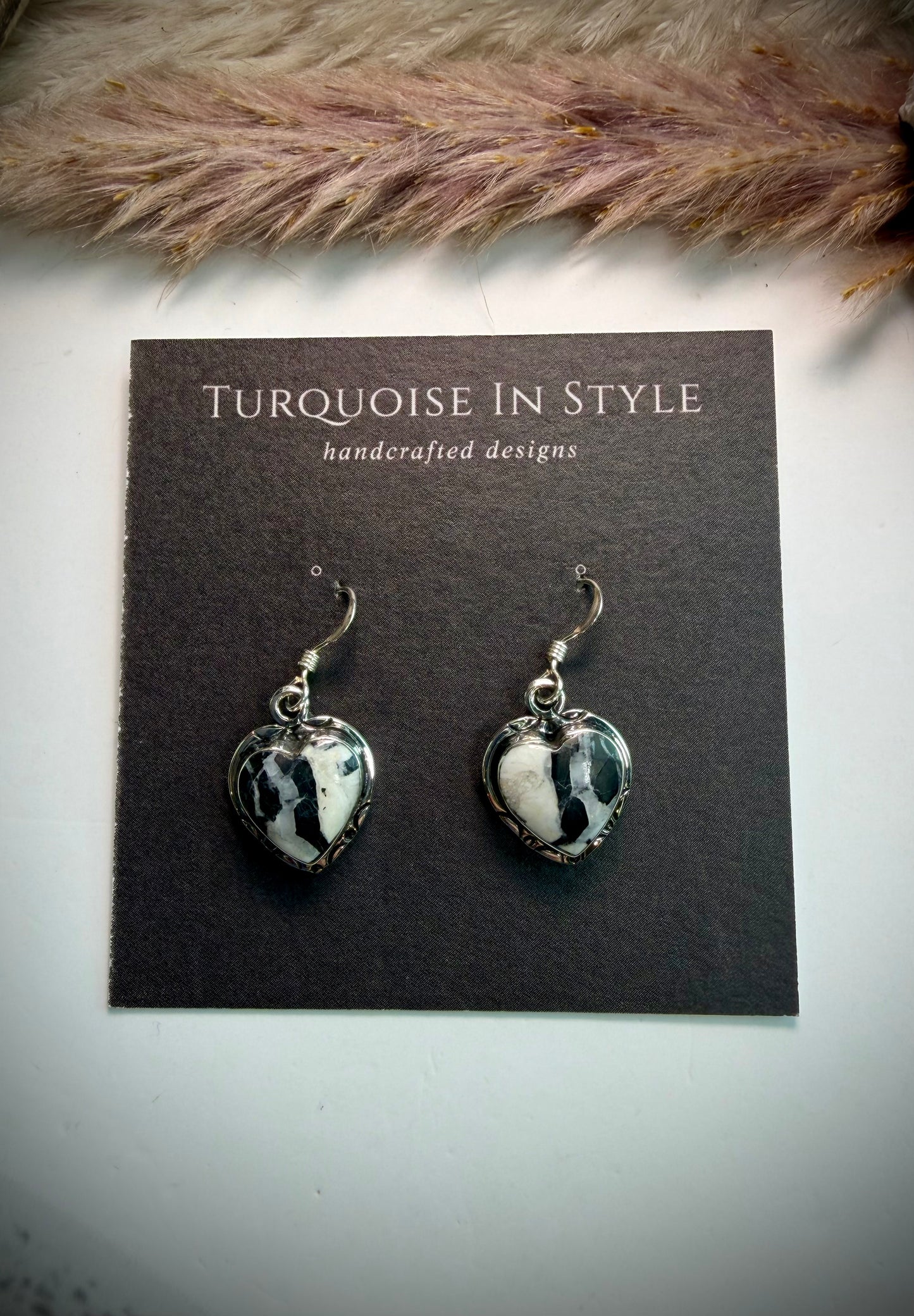 White Buffalo Heart Earrings