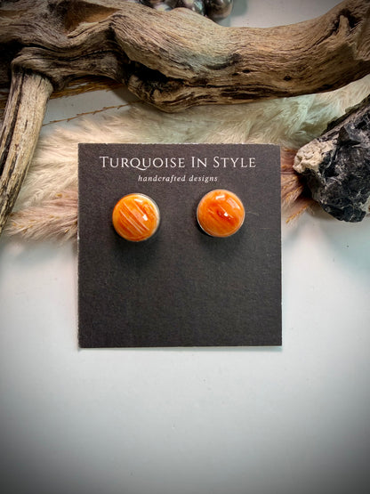 Orange Spiny Round Earings