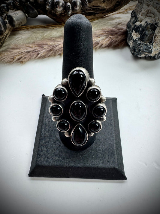 Ella Peter Black Onyx Cluster Ring- 9