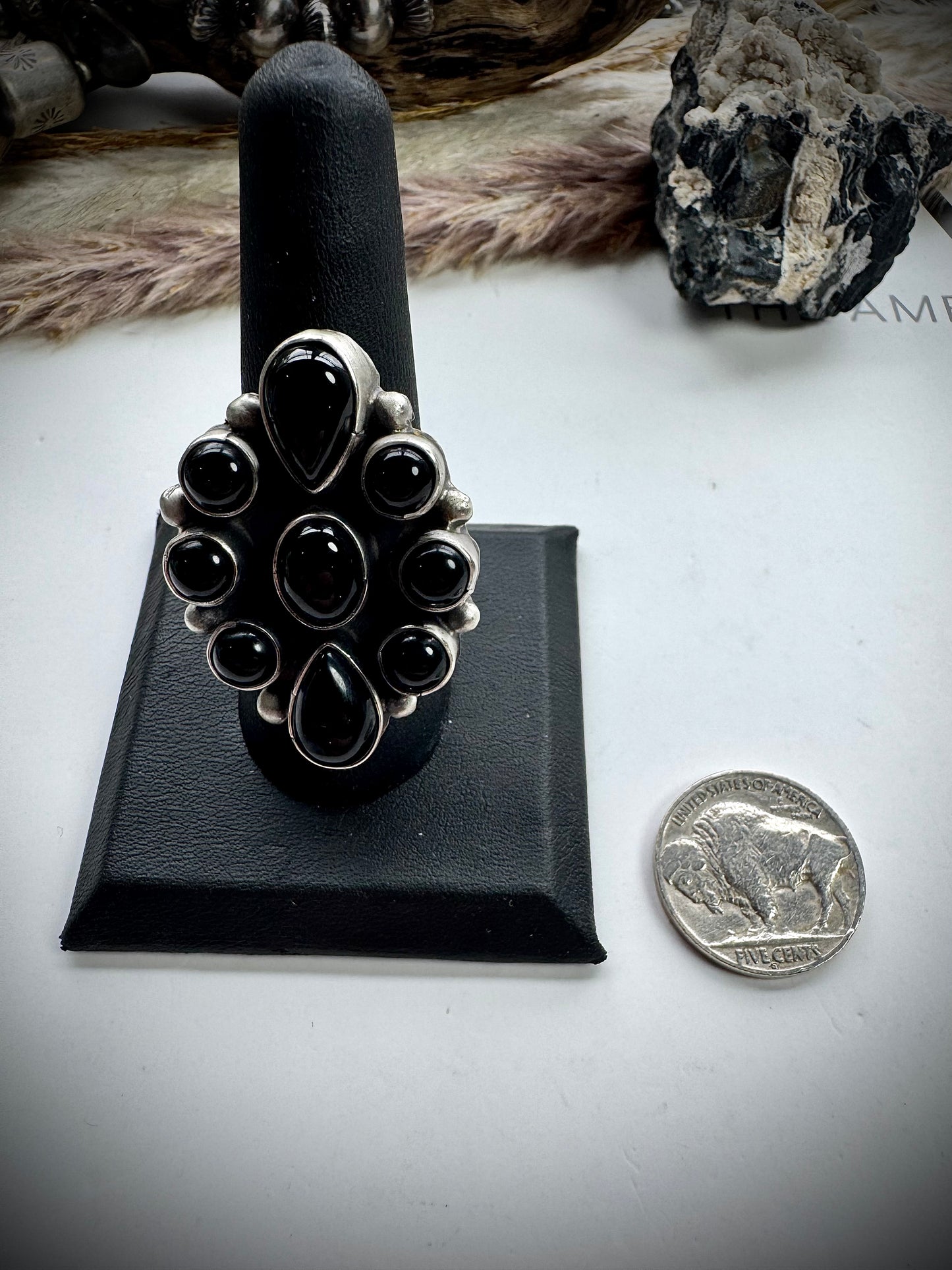 Ella Peter Black Onyx Cluster Ring- 9