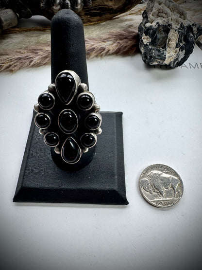 Ella Peter Black Onyx Cluster Ring- 9
