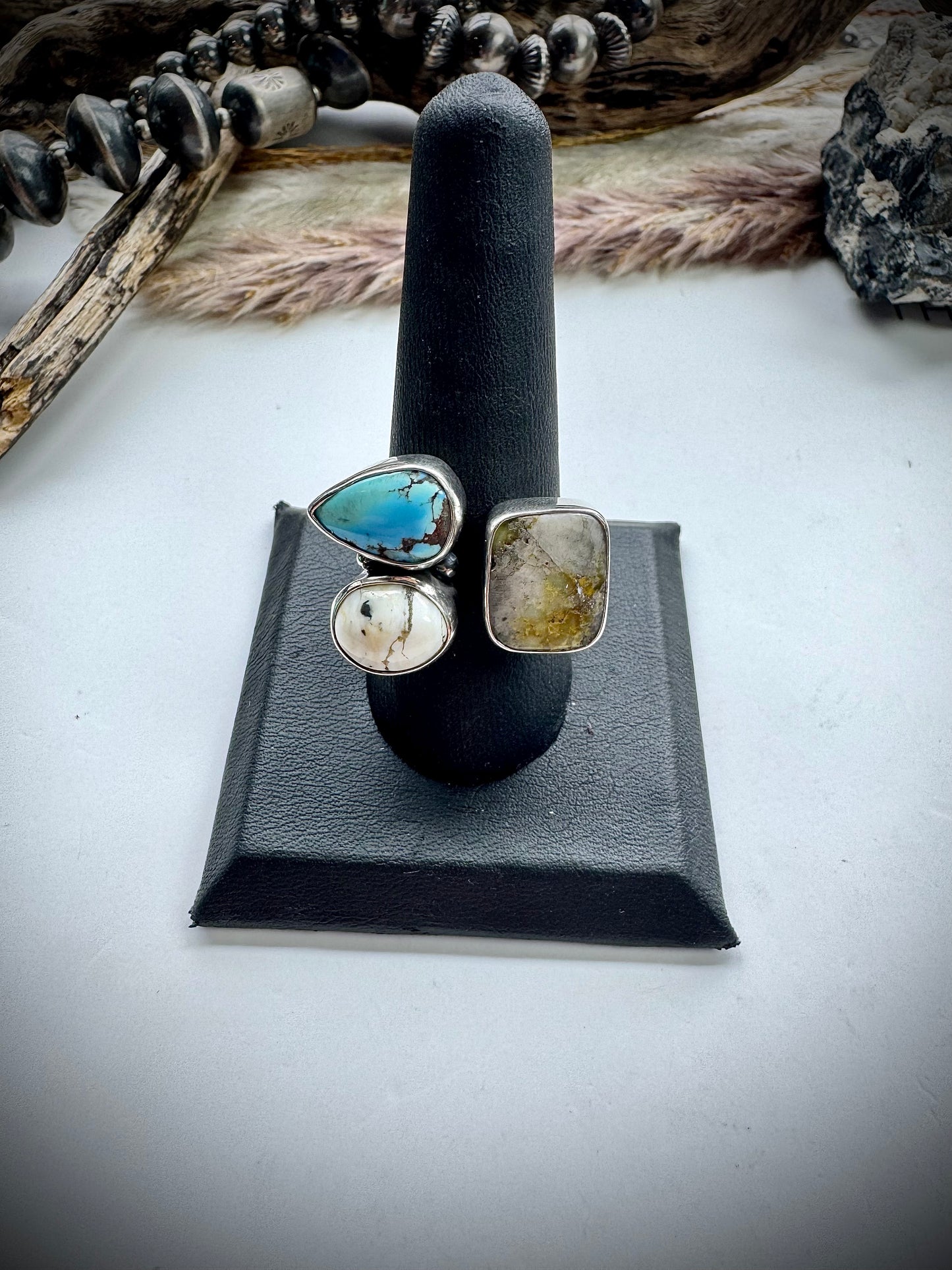 Three Stone Mixed Mine Ring