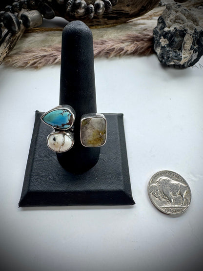 Three Stone Mixed Mine Ring