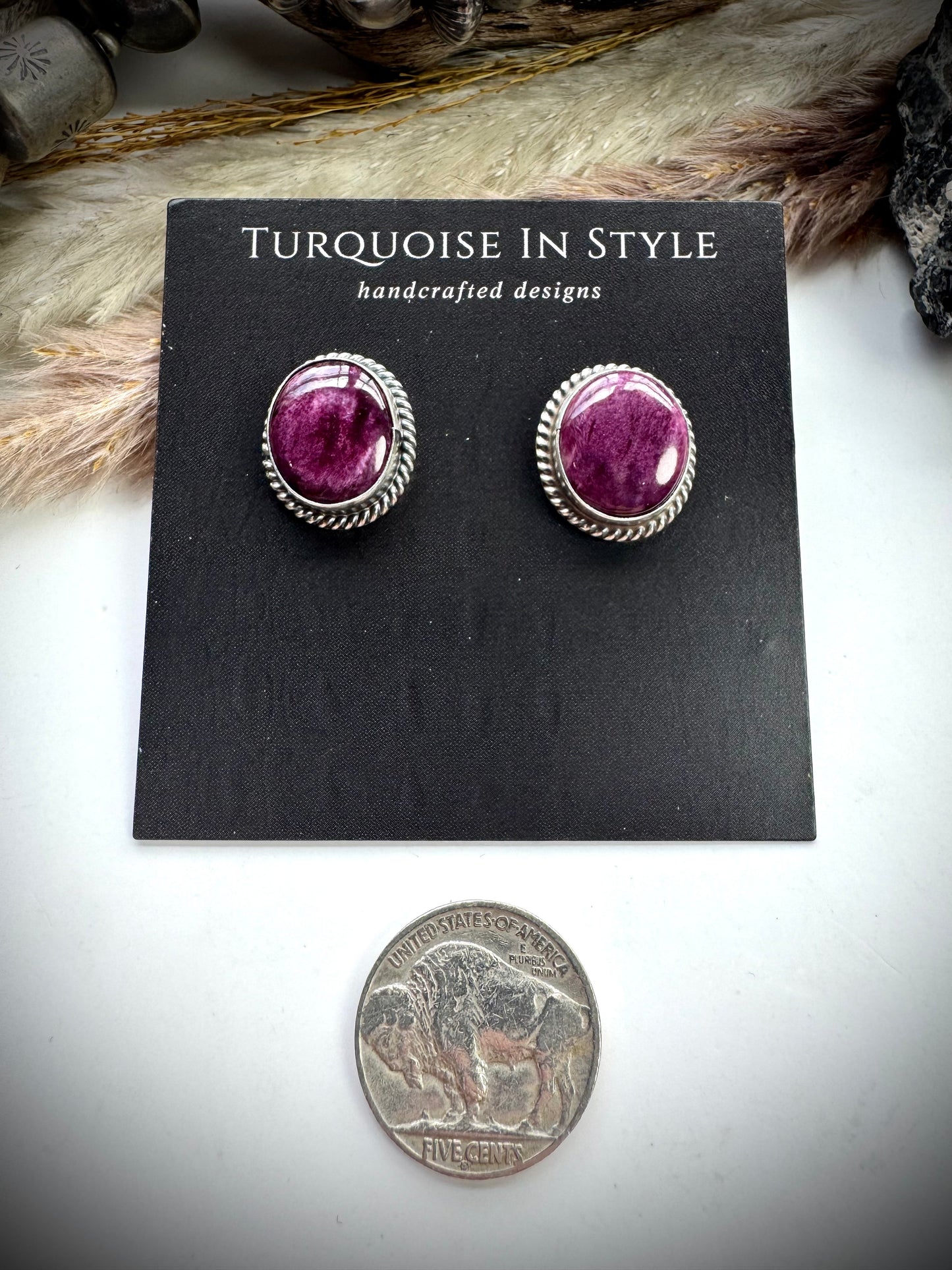 J Frank Purple Spiny Earrings