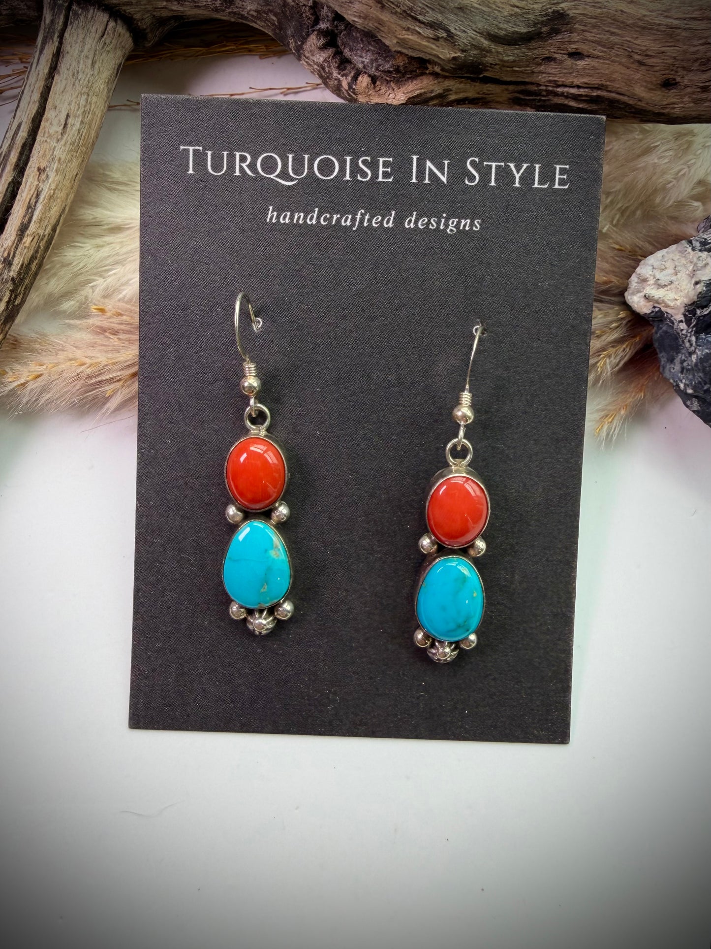 Red Coral & Sonoran Gold Earrings