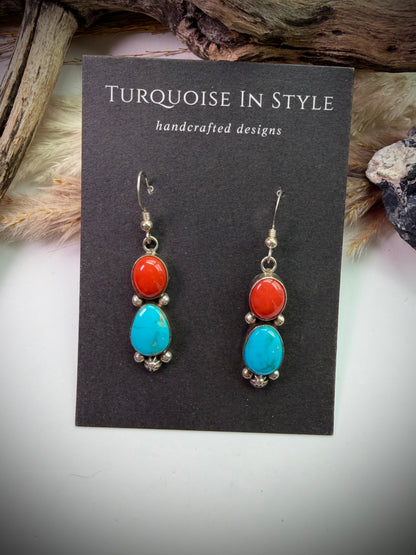 Red Coral & Sonoran Gold Earrings