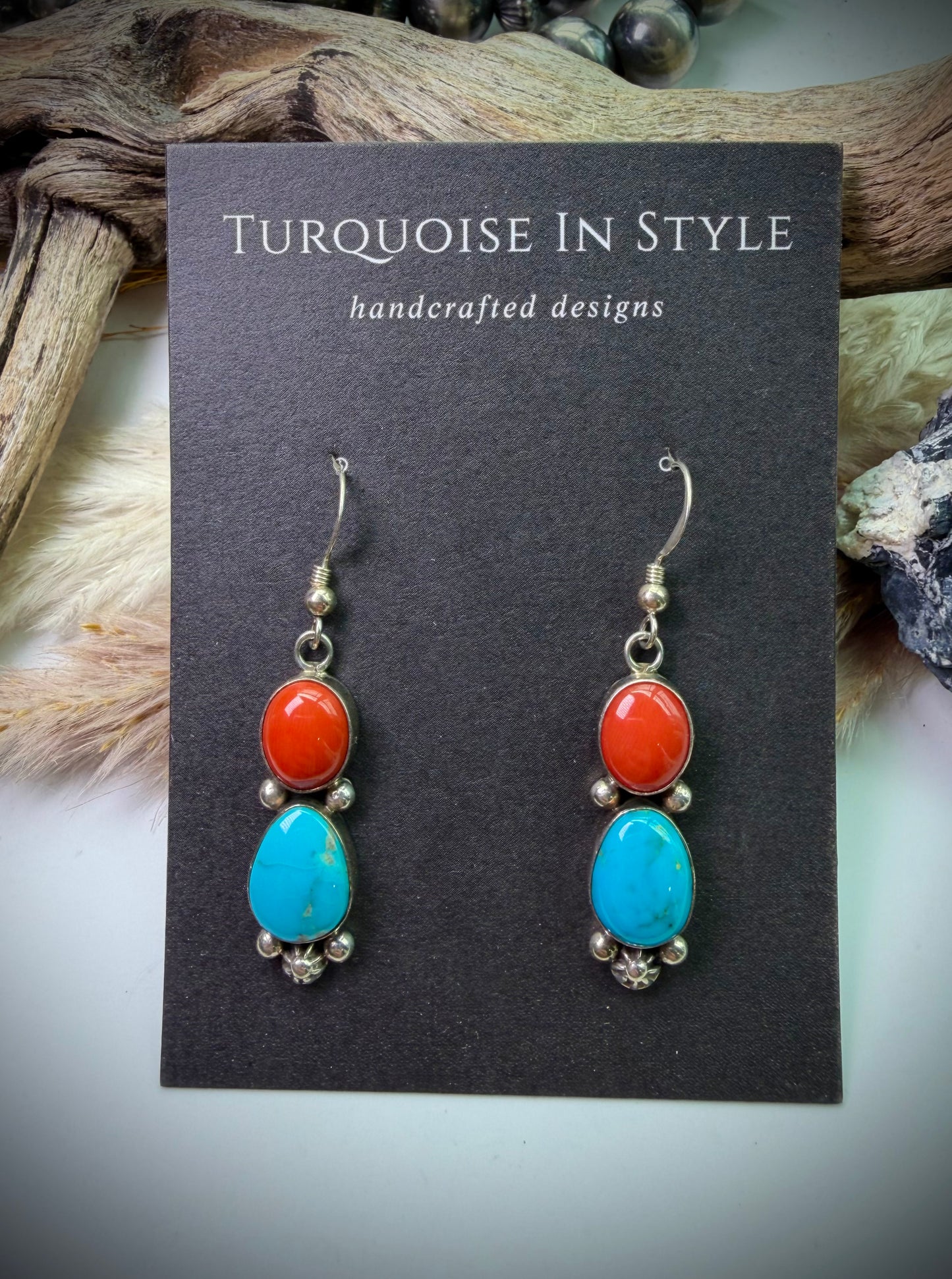 Red Coral & Sonoran Gold Earrings