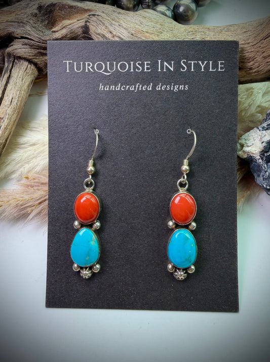 Red Coral & Sonoran Gold Earrings
