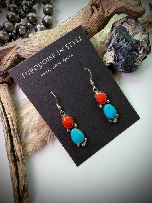 Red Coral & Sonoran Gold Earrings