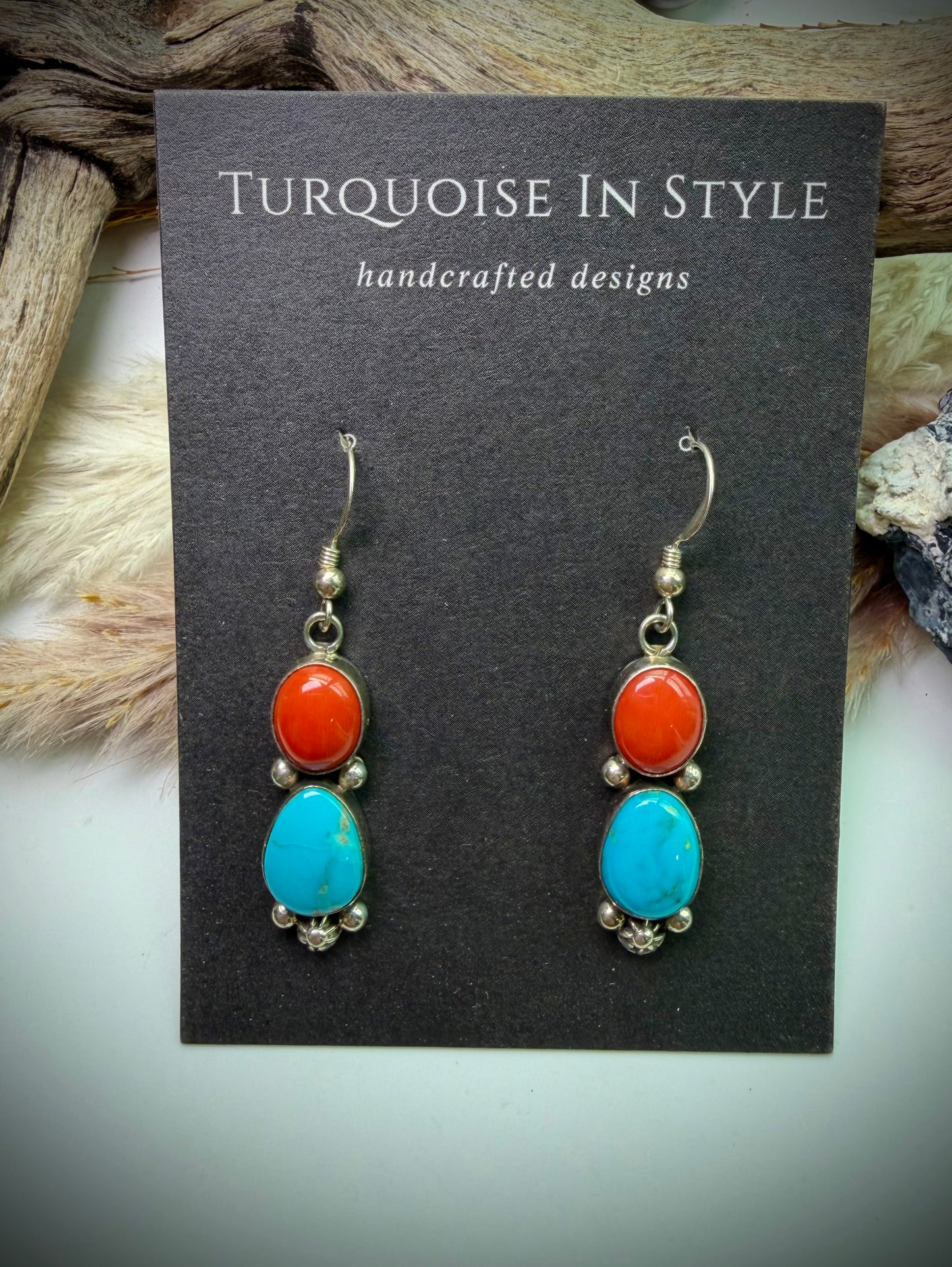 Red Coral & Sonoran Gold Earrings