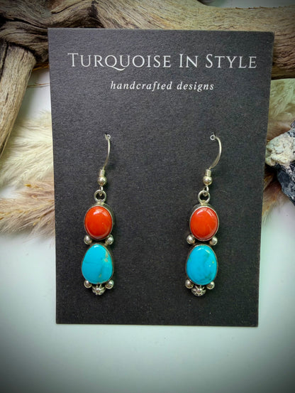 Red Coral & Sonoran Gold Earrings