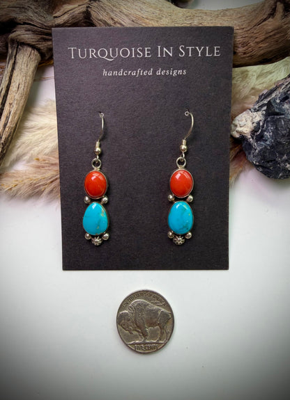 Red Coral & Sonoran Gold Earrings