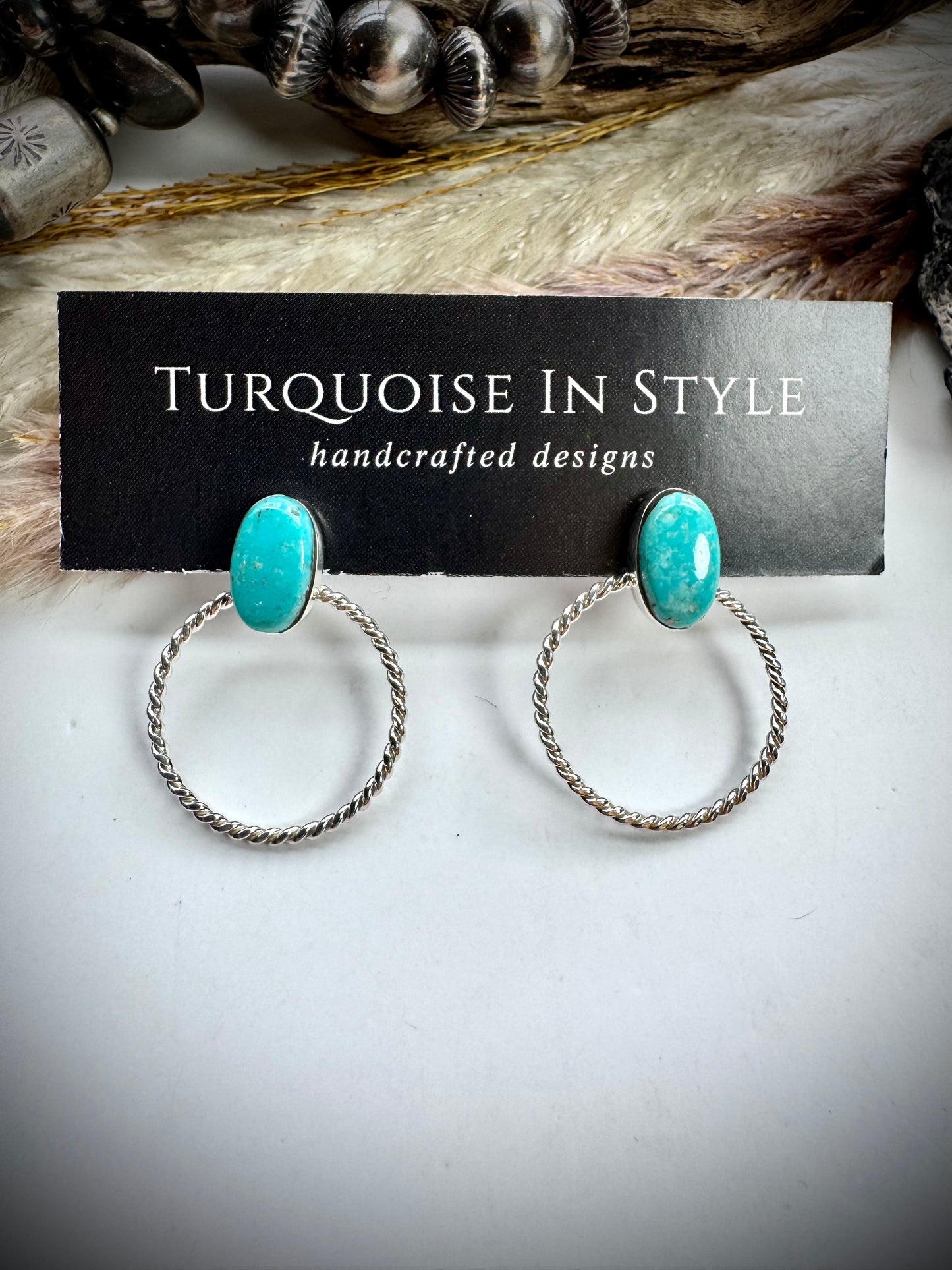 Turquoise Stone Hoop Earring