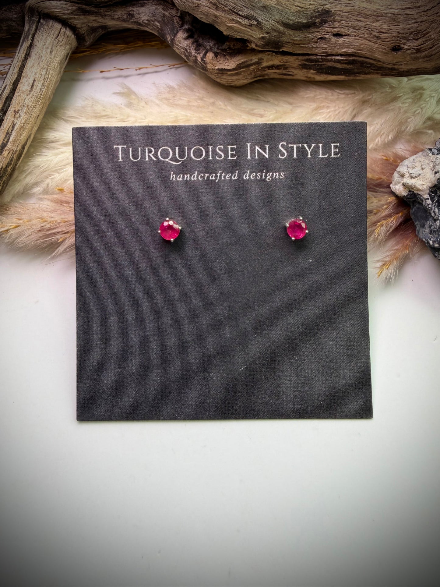 Pink Ruby Studs