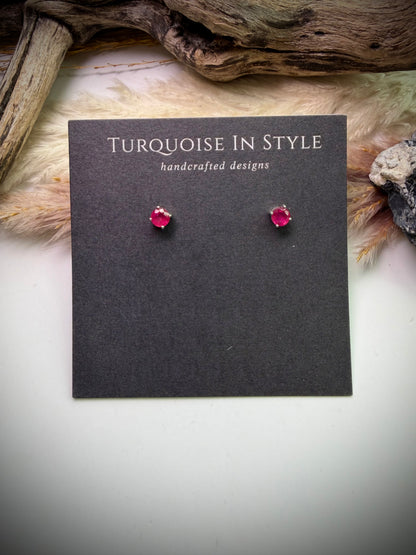 Pink Ruby Studs