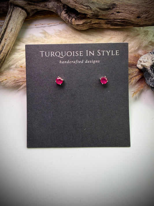 Pink Ruby Studs