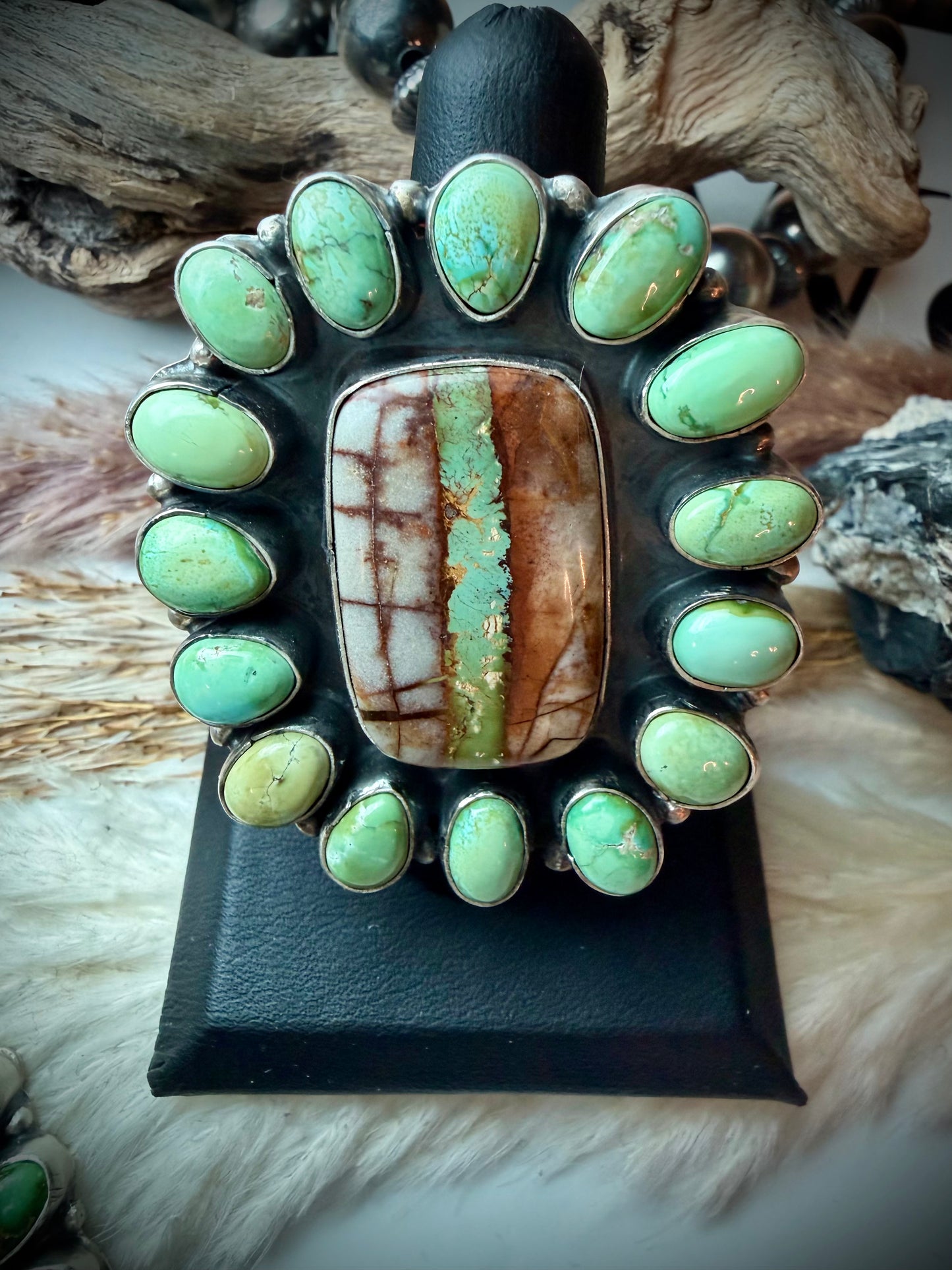 Megan's VAULTED Ella Peter Square Sonoran and Ribbon Cluster Ring