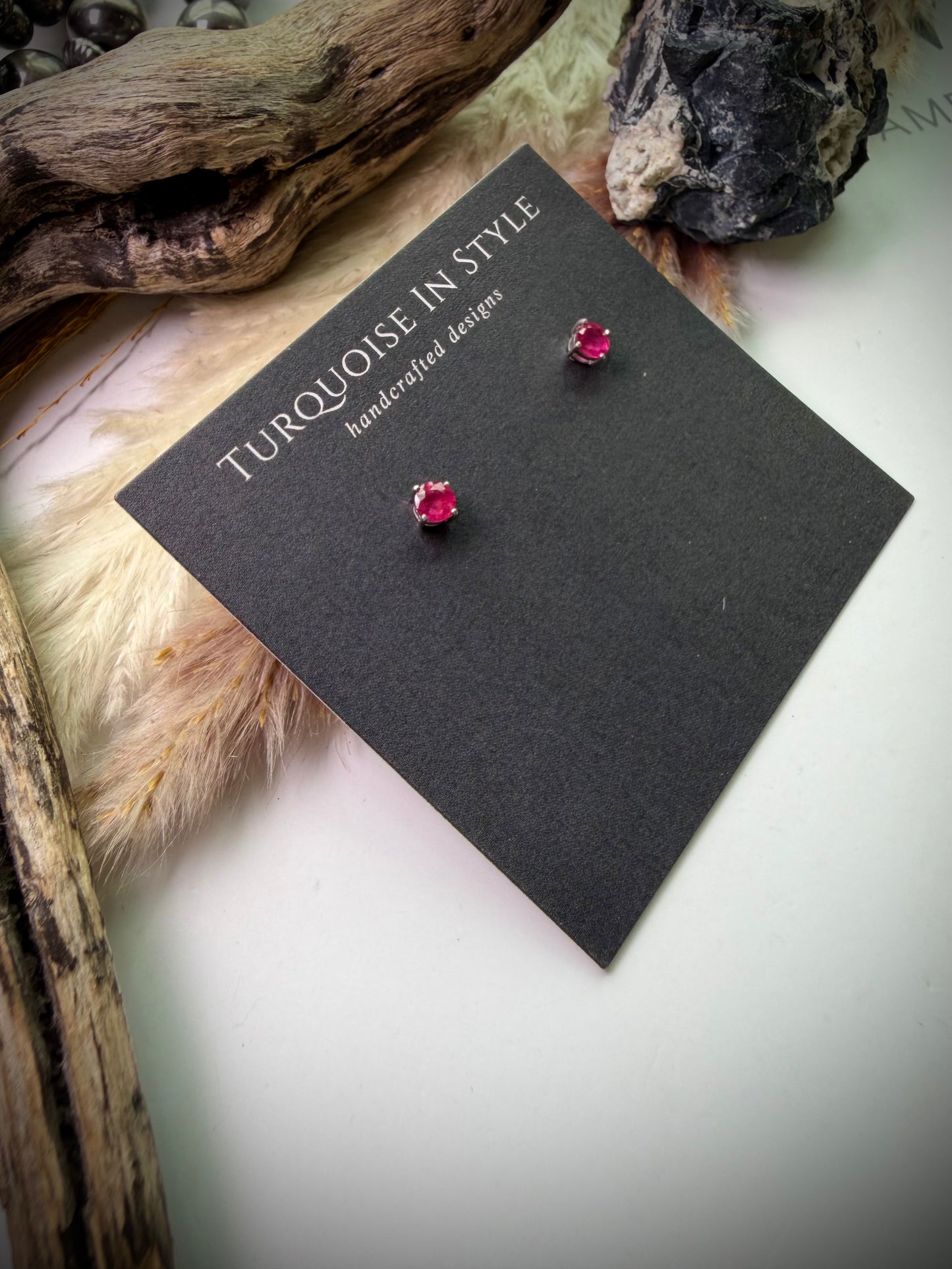 Pink Ruby Studs