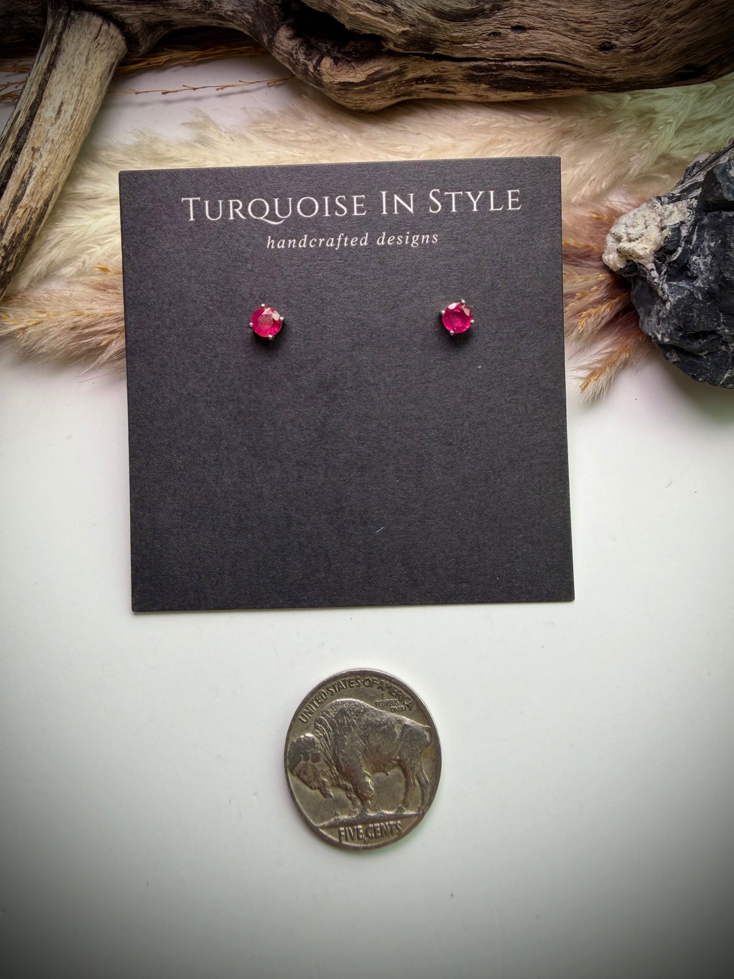 Pink Ruby Studs
