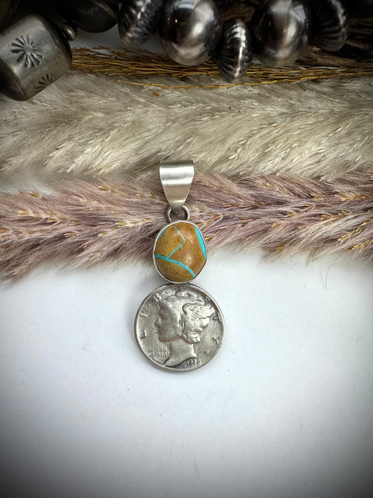 Royston Ribbon & 1935 Mercury Dime Pendant