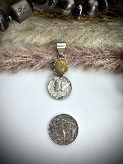 Royston Ribbon & 1935 Mercury Dime Pendant