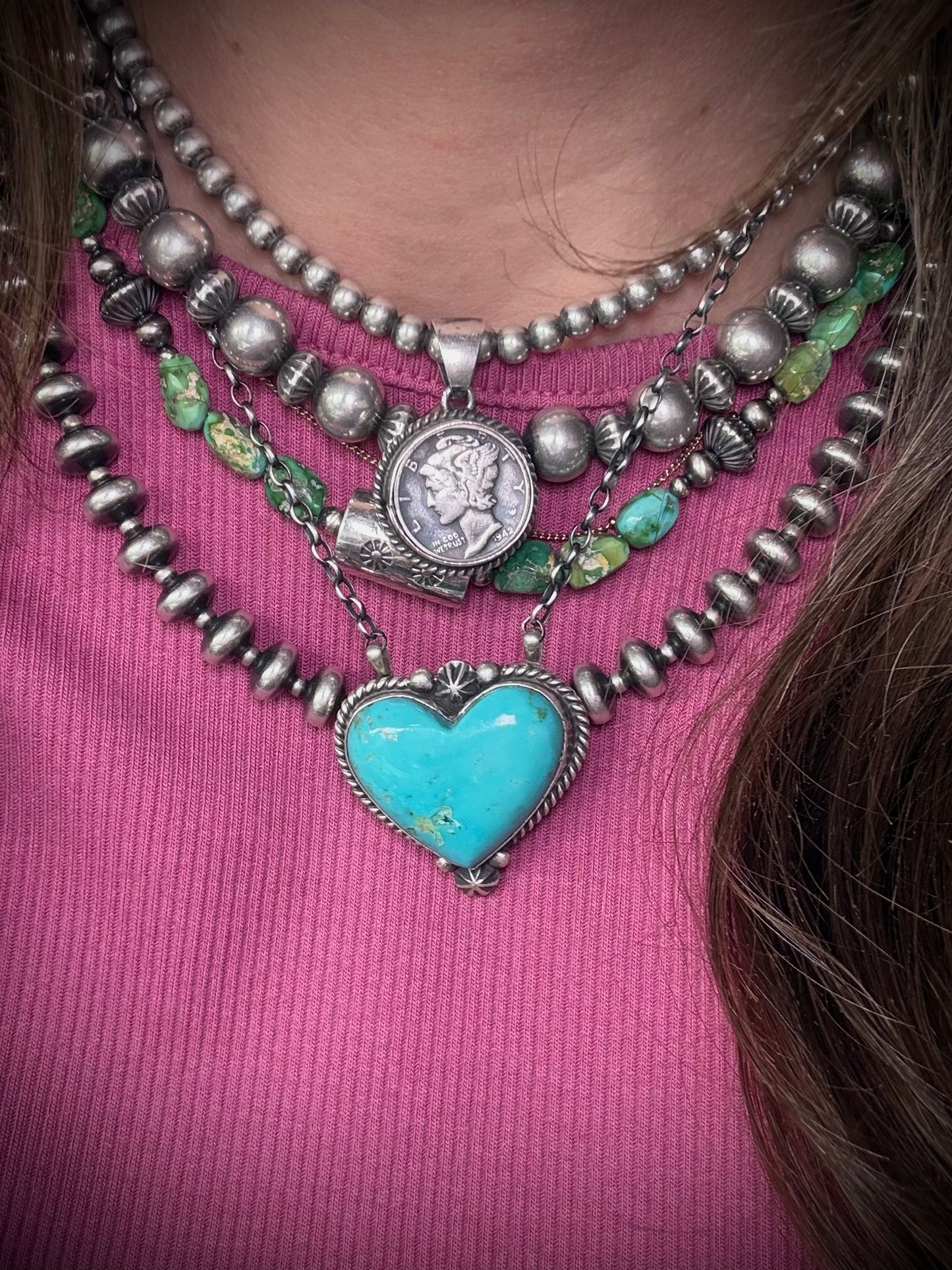 Johnny Dixon Kingman Heart Necklace