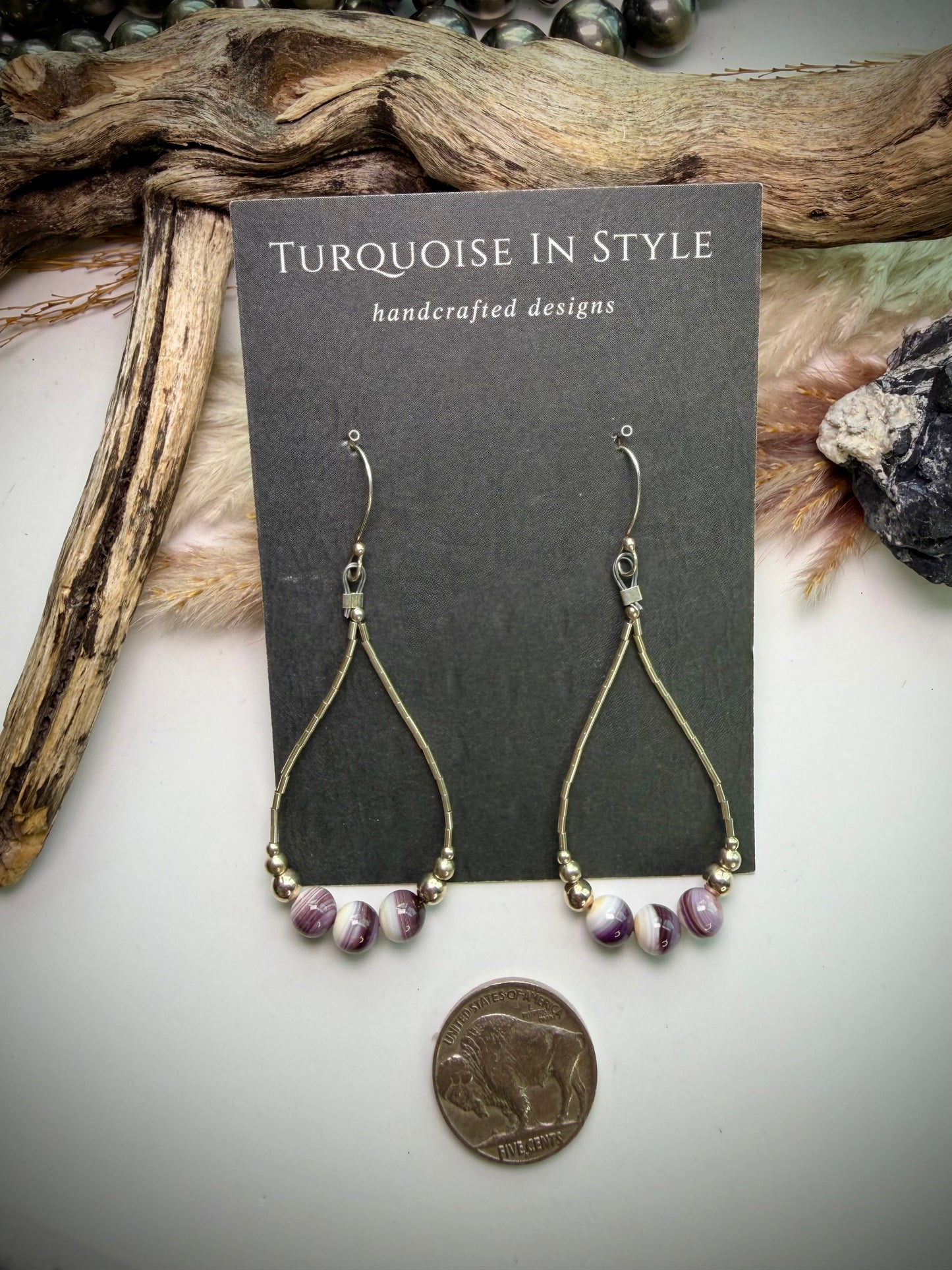 Wampum & Liquid Silver Earrings