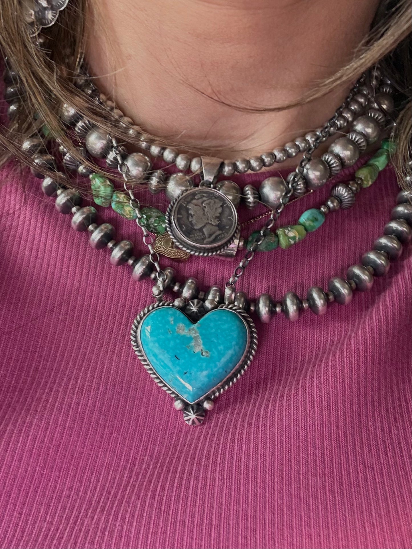 Johnny Dixon Kingman Heart Necklace