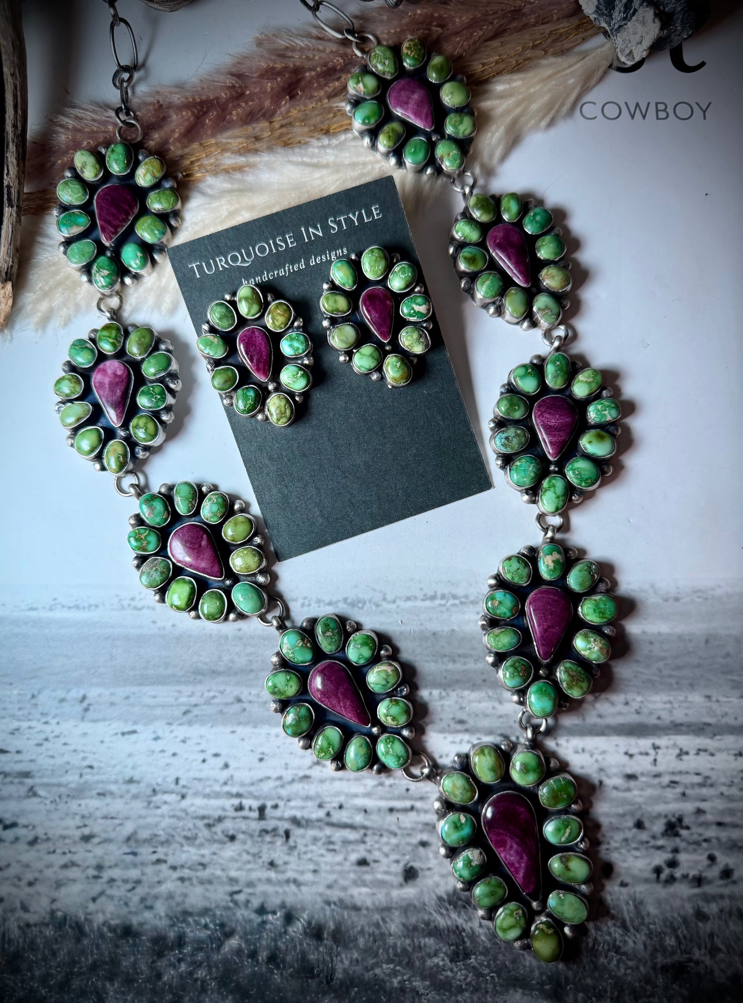 Ella Peter Sonoran and Purple Spiny Lariat and Earring Set