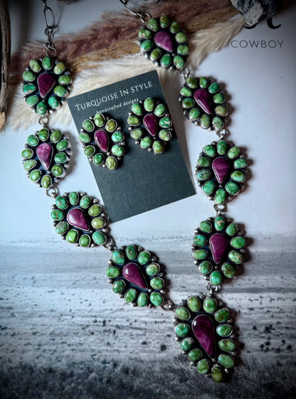 Ella Peter Sonoran and Purple Spiny Lariat and Earring Set