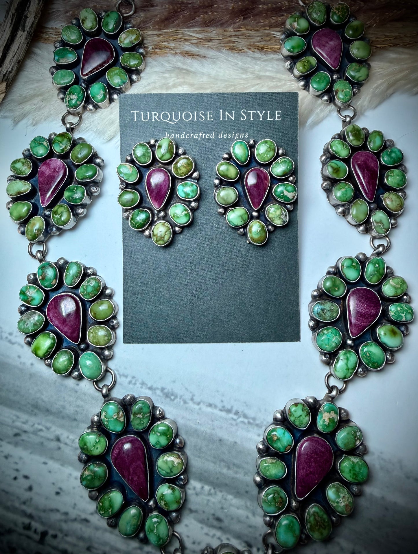 Ella Peter Sonoran and Purple Spiny Lariat and Earring Set