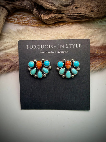 Campitos Turquoise & Orange Spiny Earrings
