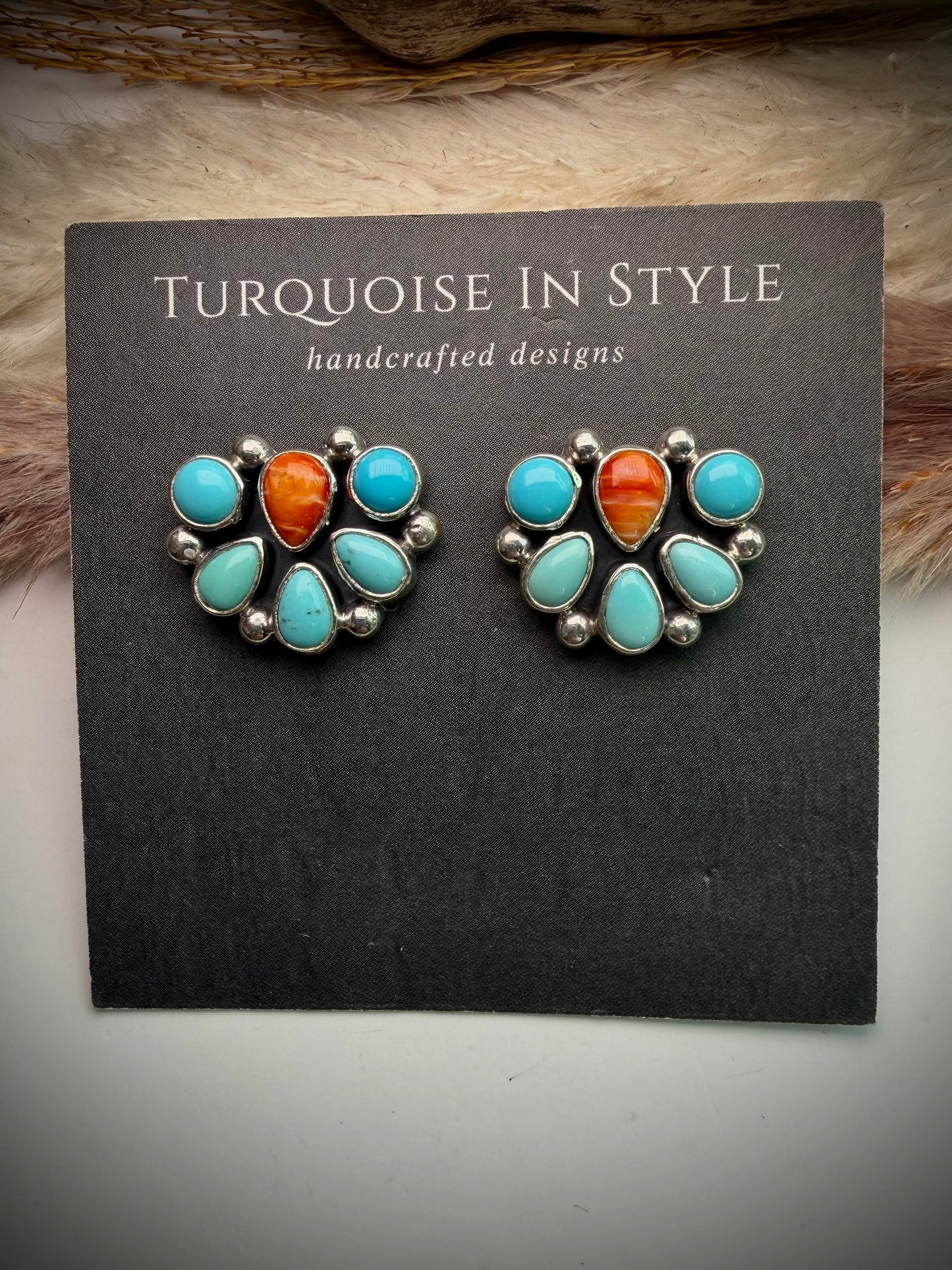 Campitos Turquoise & Orange Spiny Earrings