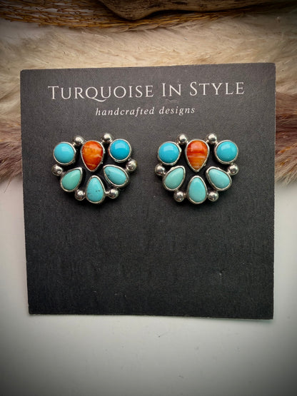 Campitos Turquoise & Orange Spiny Earrings
