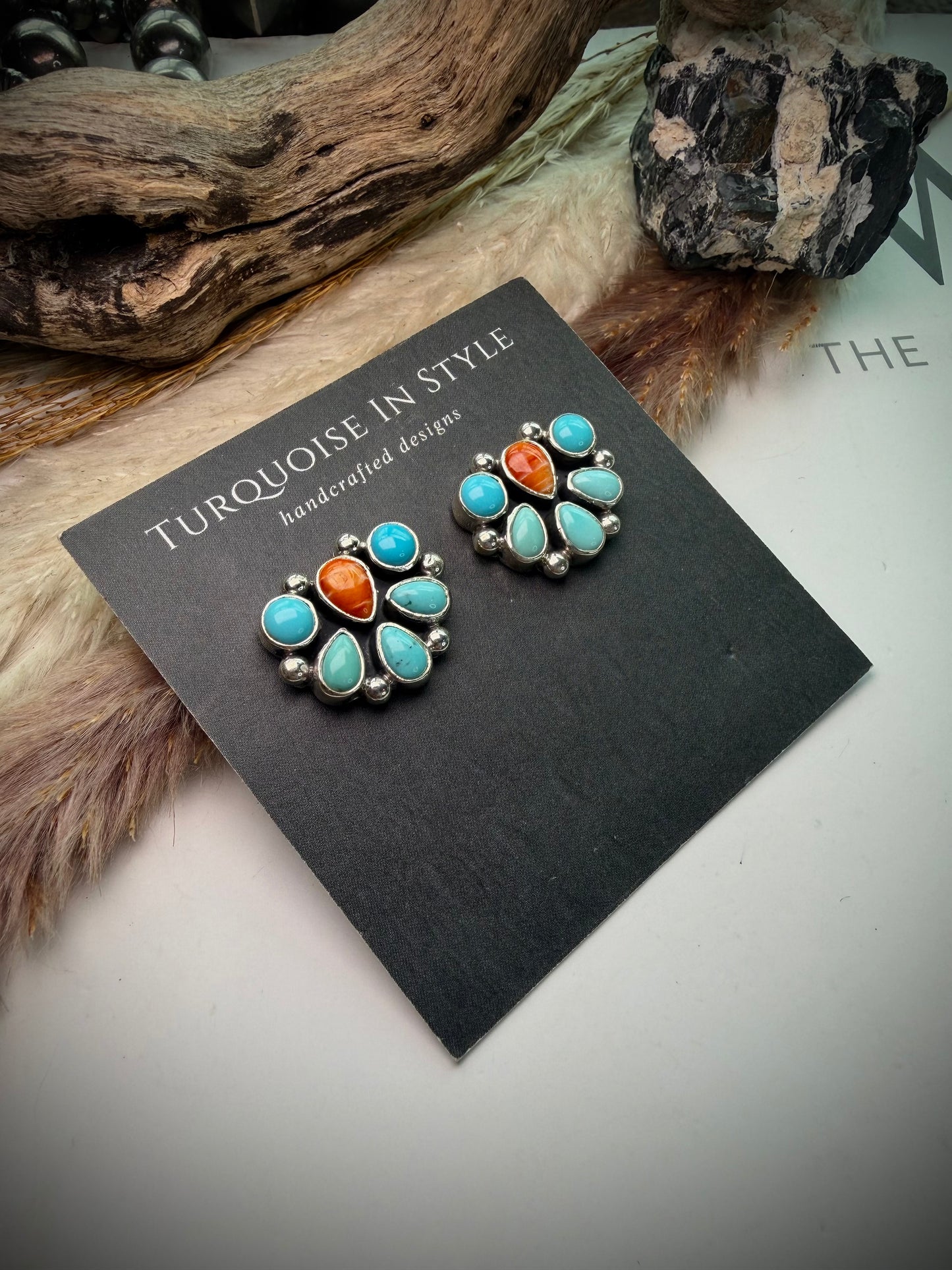 Campitos Turquoise & Orange Spiny Earrings
