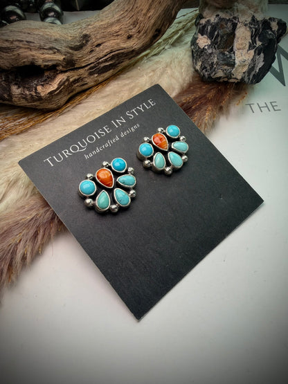 Campitos Turquoise & Orange Spiny Earrings