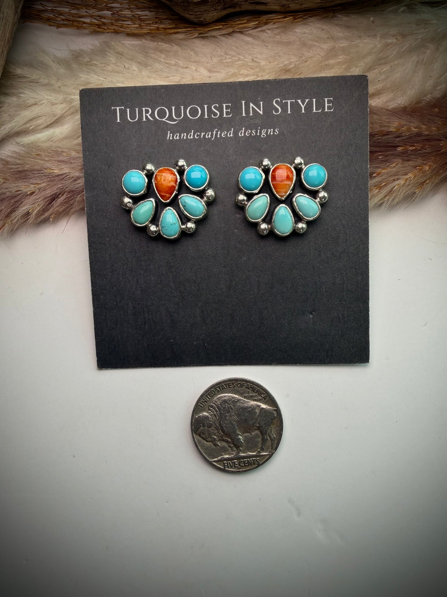 Campitos Turquoise & Orange Spiny Earrings