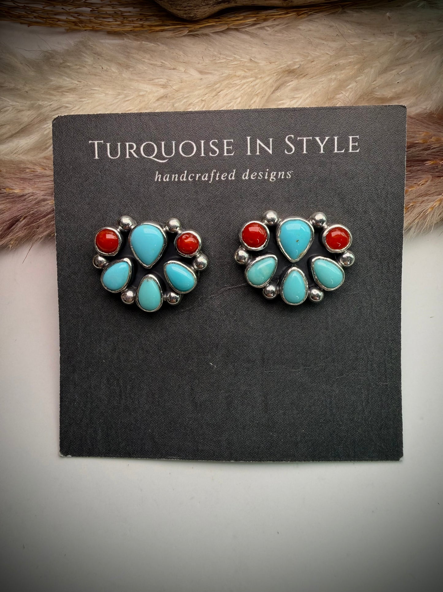 Campitos Turquoise & Red Coral Earrings