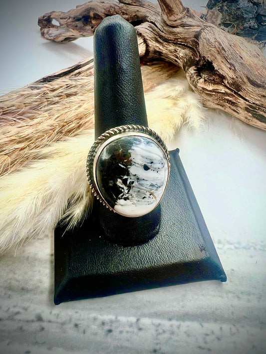 Striking Donovan Nez White Buffalo Adjustable Ring