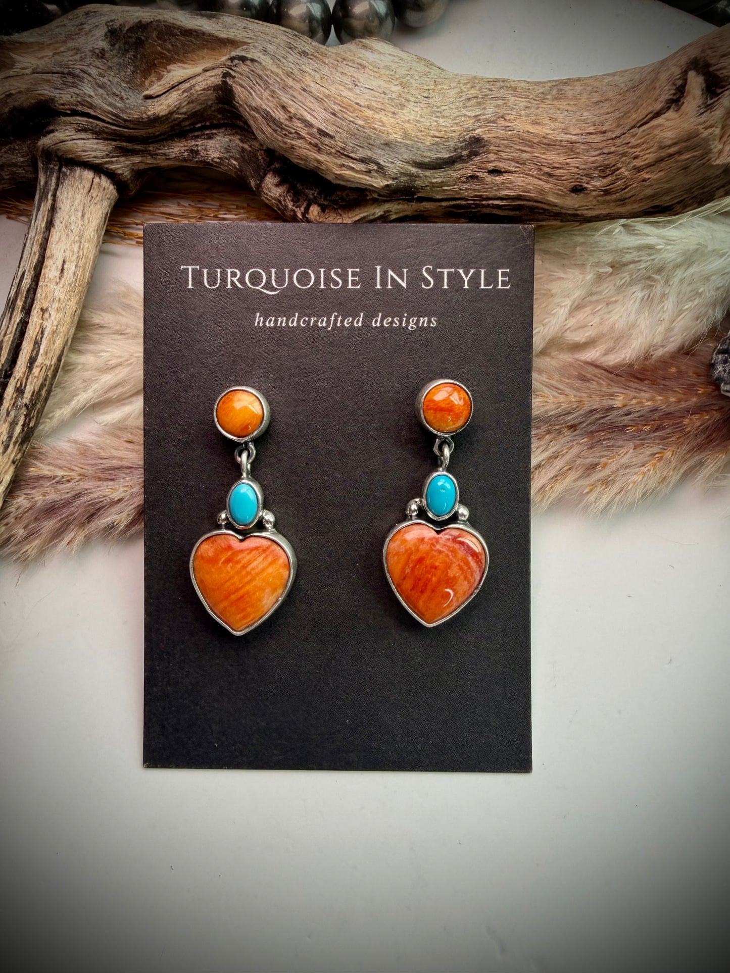Federico Turquoise & Spiny Heart Earrings