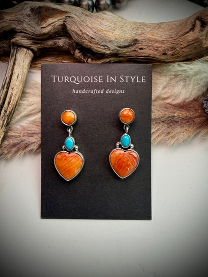 Federico Turquoise & Spiny Heart Earrings